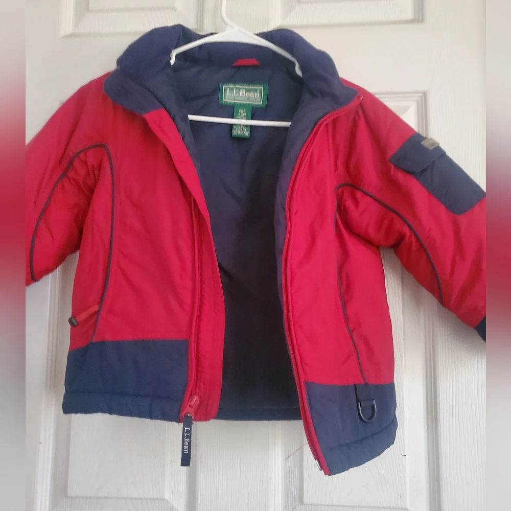L.L. Bean Kids Red and Navy Puffer Jacket Size 5/6